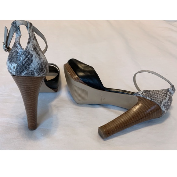 Nine West Leather Snakeskin Platform Heels - Picture 4 of 5